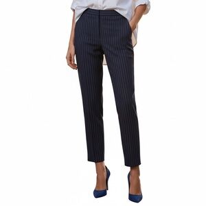 ST. JOHN COLLECTION $295 Pull On Navy White Crepe Dress Pants Tapered Leg Sz XS